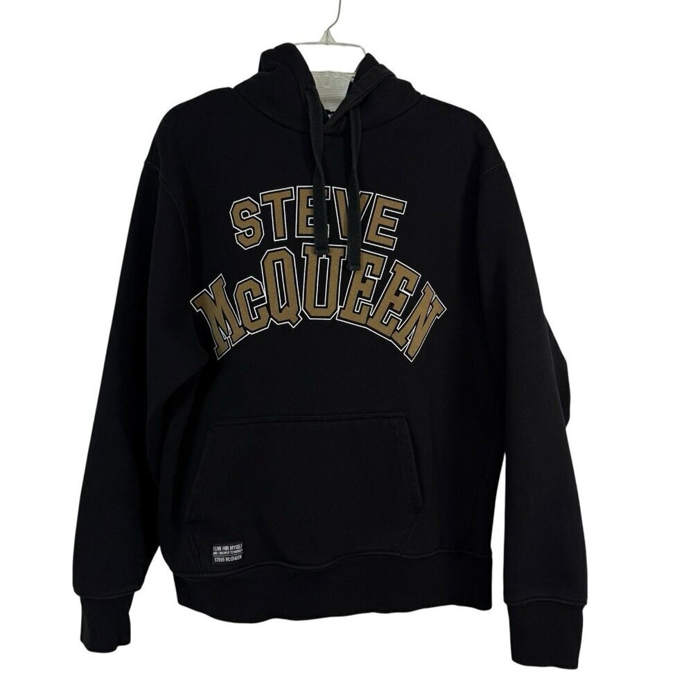 Zara Steve McQueen Hooded Sweatshirt Unisex Size Large Black w/Gold Lettering